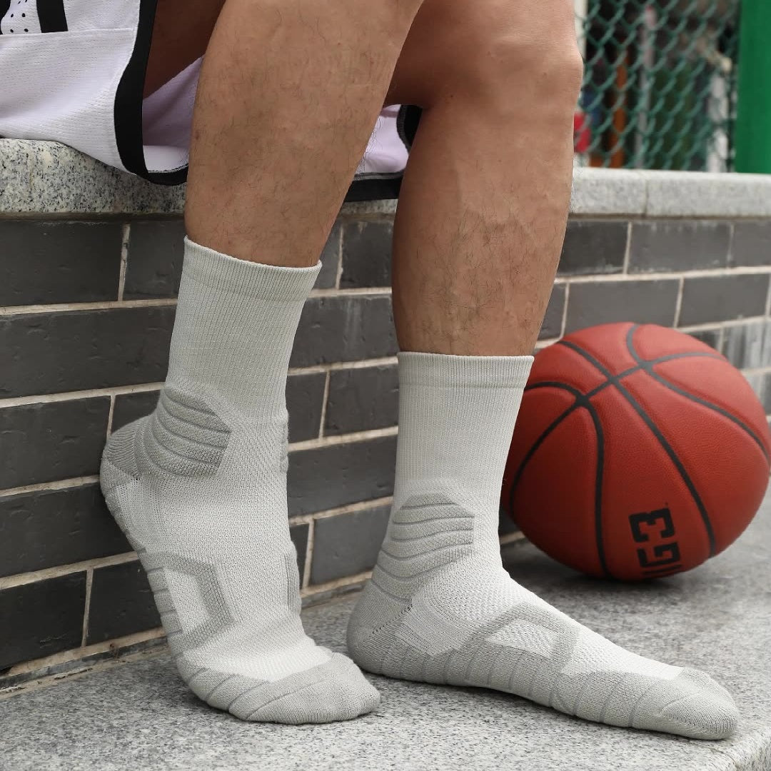 Essential non-slip breathable mid-tube towel socks for basketball