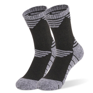 Army green thick cushioned hiking crew socks for men with moisture-wicking towel-like sole