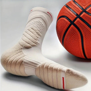 OXSPUN compression basketball socks detail showing thick padding and premium cotton polyester blend