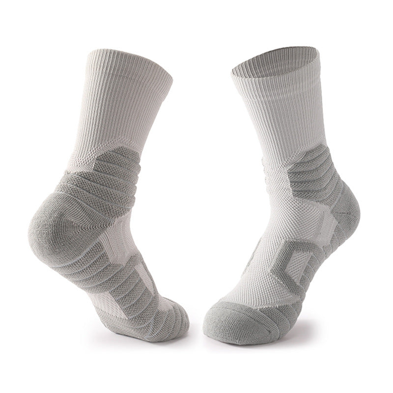 Essential non-slip breathable mid-tube towel socks for basketball