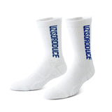 Thickened Crew Length white basketball socks with letters